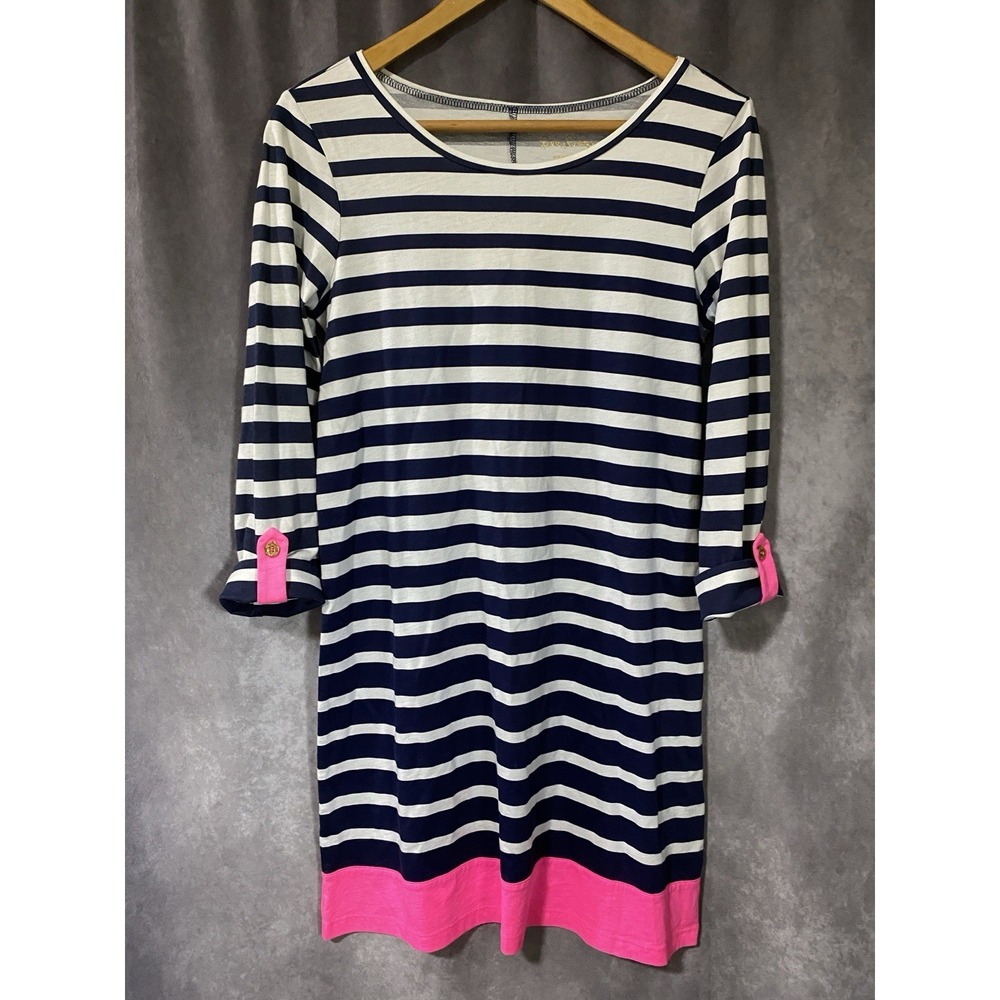 Lilly Pulitzer‎ Linden T shirt stripe dress pima cotton women's Sz S nautical